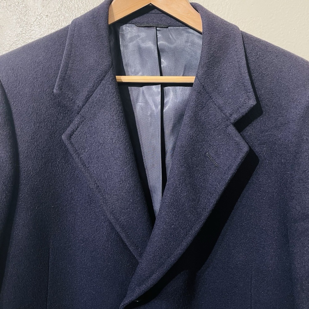 Chaps Wool Coat Classic Long Overcoat Navy/ Deep Purple Women's Size XL READ - Picture 4 of 8